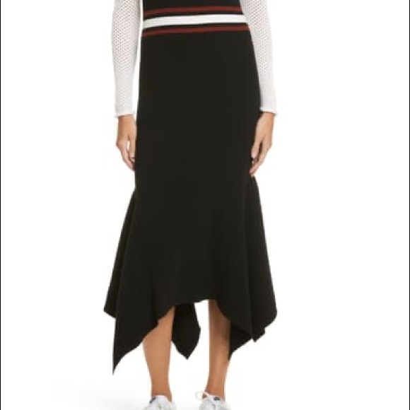 ALC Beautiful Black Knit Asymmetric Midi Dress - Picture 5 of 8